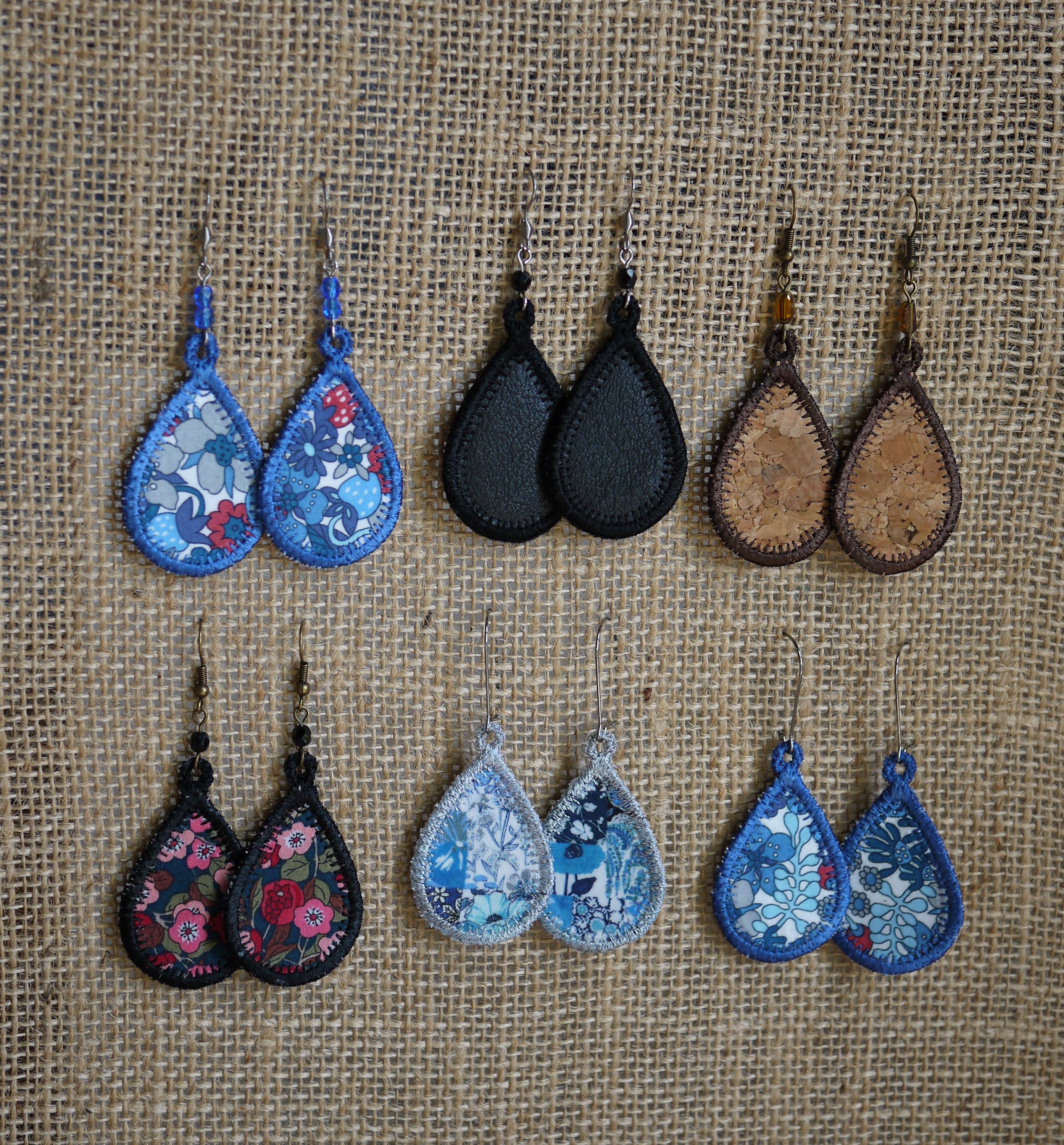 Boucles D’oreilles Avec Médaillon – Micro Broderie Faite Main, Dormeuses En Alliage
