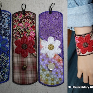 ITH daisy cuff bracelet embroidery design