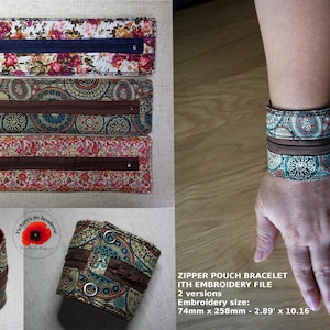 Maschinenstickdesign ITH-Armbandbeutel mit Reißverschluss, Sportarmband, Handgelenksgeldbörse