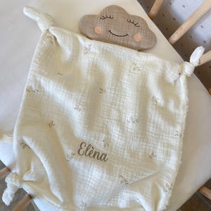 Edredón de nube personalizado para bebé: regalo de nacimiento, suave y reconfortante en gasa doble y algodón de peluche, felpa sensorial