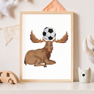 Soccer Printable Art, Soccer Wall Decor, Soccer Wall Decor for Boys, Soccer Baby Gift, Moose Nursery, Sports Baby Shower