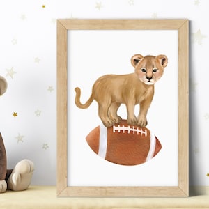 Football Printable Art, Football Wall Decor, Football Wall Decor for Boys, Football Baby Gift, Lion Nursery, Sports Baby Shower
