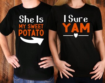 Son T-shirt et son couple pour Thanksgiving « Elle est ma patate douce - I Sure Yam »