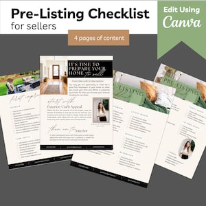 Pre-Listing Checklist for Real Estate Agents, Templates for Sellers, Realtor Marketing, Real Estate Seller, Home Prep, Lead Gen