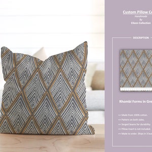 Rhombi Forms in Greystone; Diamond Geometric Gray Brown; Custom Pillow Cover; Ready to Ship