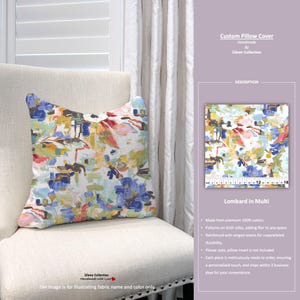 Lombard in Multi; Abstract Monet Floral Art; Custom Pillow Cover; Ready to Ship