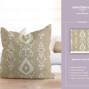 Raga Ikat en dollar des sables ; Housse de coussin personnalisée ; Prêt à expédier