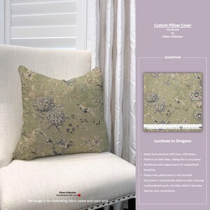 Lucchese in Oregano; Vintage Floral Flower bird Ivory Light Brown Gray; Custom Pillow Cover; Ready to Ship