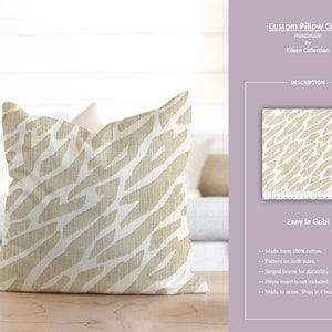 Zany in Gobi; Abstract Zebra White Cream; Custom Pillow Cover; Ready to Ship