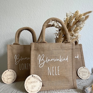 Personalisierte Tasche fürs Blumenkind | Blumenkörbchen | Streukorb aus Jute | Geschenk