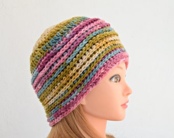 Gorro de invierno de ganchillo para mujer, Gorro colorido, Gorro de invierno, Gorro suave, Gorro de invierno de punto, Prendas de punto para mujer, Regalo para ella