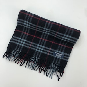 Genuine Burberry scarf 100% Lambswool in excellent condition Made in England Navy Colour