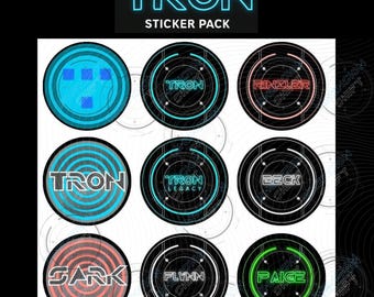 Tron Identity Disc Stickers: Printable Neon Character Decals (Digital Download)