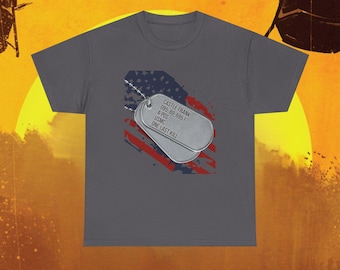 Frank Castle One Last Kill Punisher Screen Accurate Dog Tags USMC Military Distressed Flag Graphic Tee