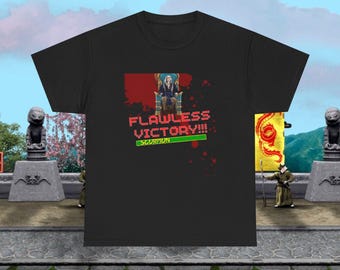Flawless Victory Scorpion Mortal Kombat Inspired Shang Tsung Throne 8-Bit Health Bar Graphic Tee