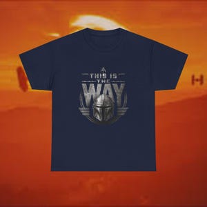 This Is The Way Mandalorian Beskar-helm Distressed metallic Star Wars geïnspireerd T-shirt met print Navy