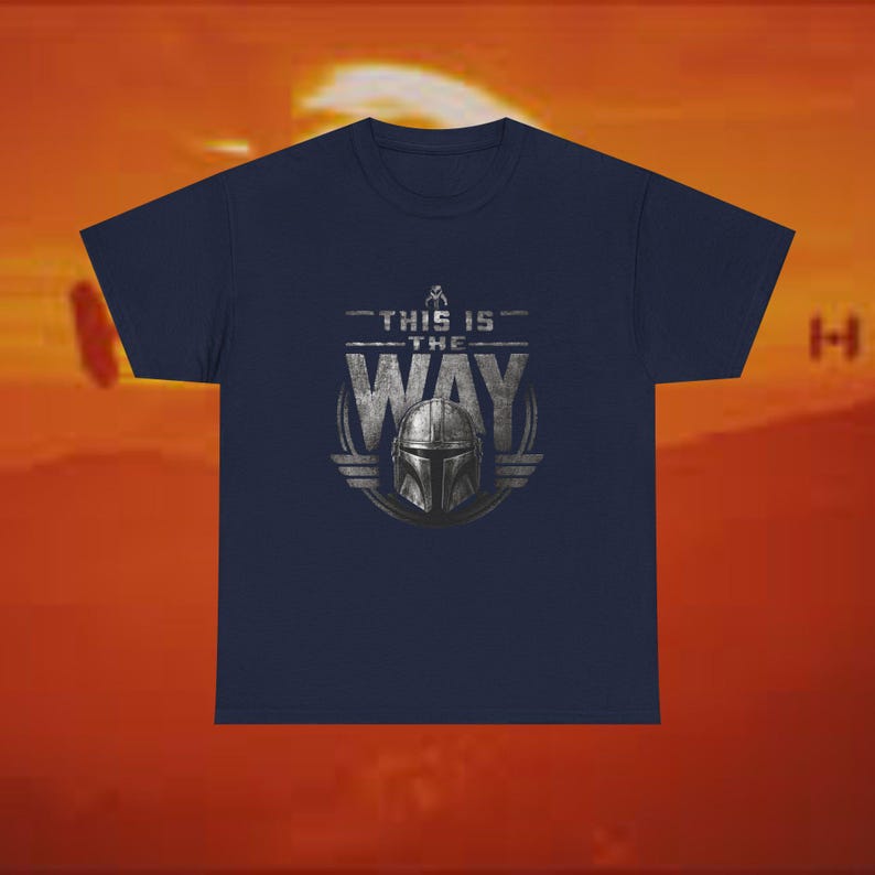 This Is The Way Mandalorian Beskar-helm Distressed metallic Star Wars geïnspireerd T-shirt met print Navy