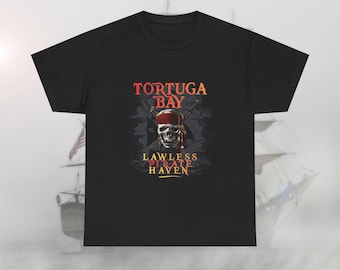 Tortuga Bay Pirate T-Shirt | Lawless Pirate Haven Skull Design | Caribbean Pirate Movie Inspired Tee