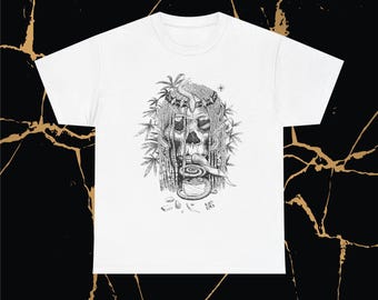 Credo Skull Flower Leaf Hand Drawn