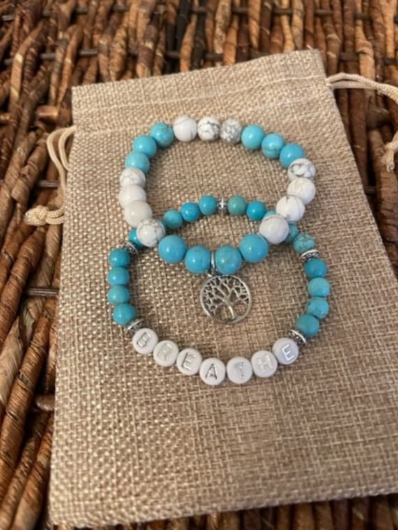 Double Stack Turquoise and Howlite Natural Stone Bracelets. Etsy