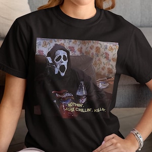 Halloween Character Ghostface Unisex Softstyle T-Shirt Horror Movie Shirt, Halloween Gift, Casual Outfit, Funny Graphic Tee, Unisex Apparel
