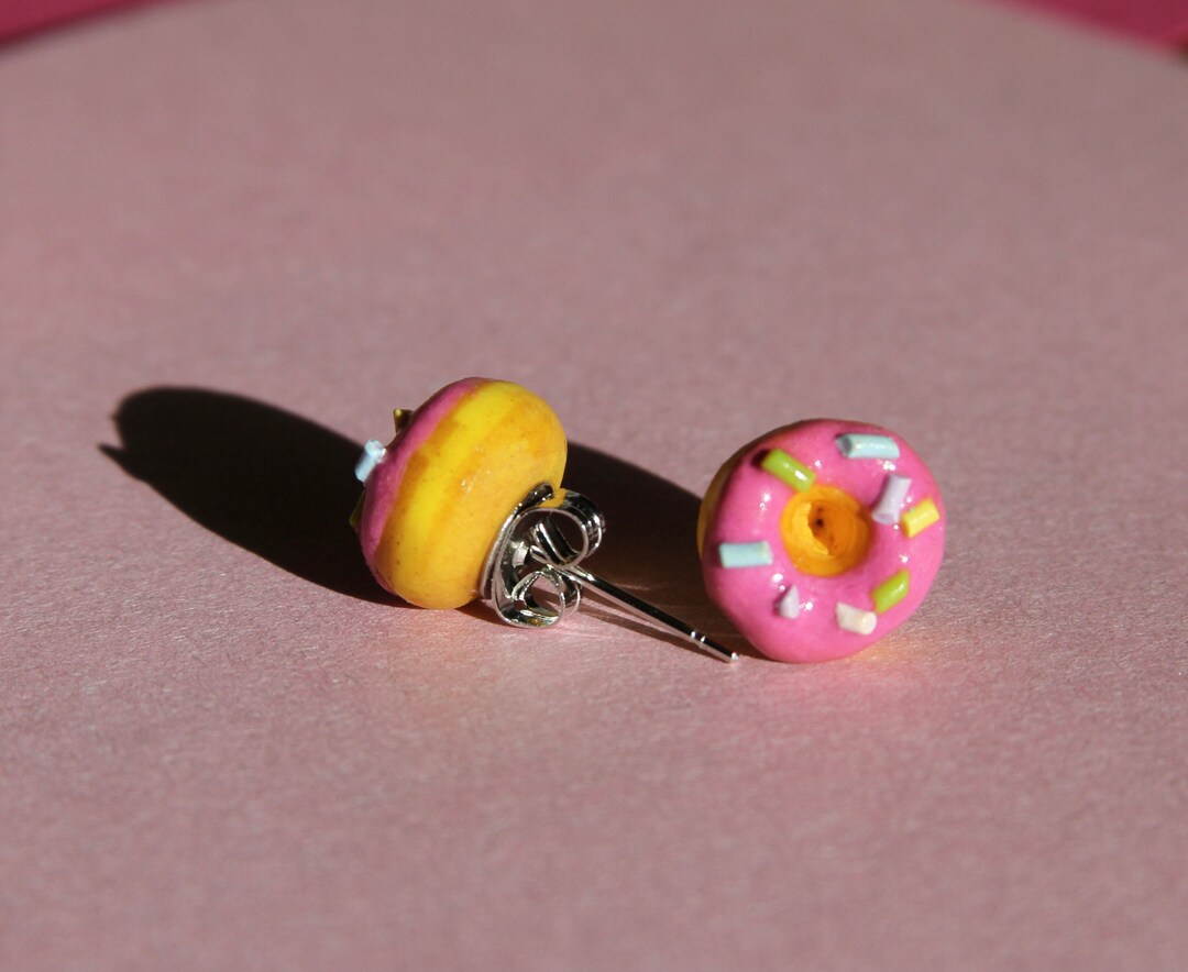 Donuts Stud Earrings. Doughnut, Krispy Kreme, Simpsons, Tiny Art. Small