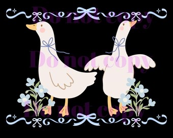 Imágenes prediseñadas de ganso, ganso floral PNG (descarga digital)