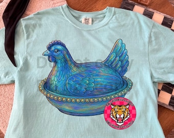 Carnival Glass Hen on Nest PNG, Grandma Core (Digital Download)