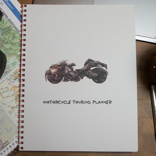 Motorcycle Planner Journal | Notebook | Travel | Itinerary | Adventure Book | Diary | Vacation