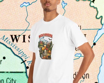 Camiseta Wisconsin Lakes Dairy / Camiseta con estampado de quesos y granjas