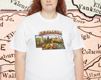 Camiseta de las praderas de Nebraska / Camiseta panorámica de campos de maíz y granero