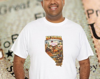 Camiseta Nevada Desert Vegas / Montañas, Neon Scenic Tee