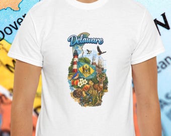 Camiseta del Delaware State College / Camiseta costera Lighthouse Beach, camiseta de recuerdo de viaje