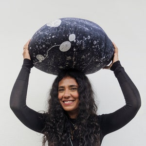 Outdoor. Soft pillow, model Black Moon, Home Decoration, Living, Throw Pillows, Footrest Foostool, Pouf stone