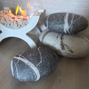 Set of 3 cute Rocks Stone Pillows, Home Decoration, Pebble, Living, Throw Pillows, Kamushi, Footrest Foostool, Soft stone, Pouf stone