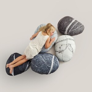 Set of 5 Large Rocks Stone Pillows, Home Decoration, Pebble, Living ...