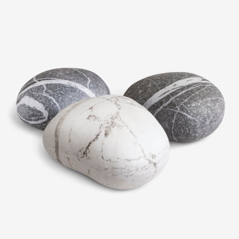 Set of 3 Cute Rocks Stone Pillows, Home Decoration, Pebble, Living ...