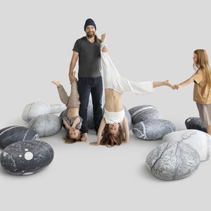 Set of 8 large Rocks Stone Pillows, Home Decoration, Pebble, Living, Throw Pillows, Kamushi, Footrest Foostool, Soft stone, Pouf stone