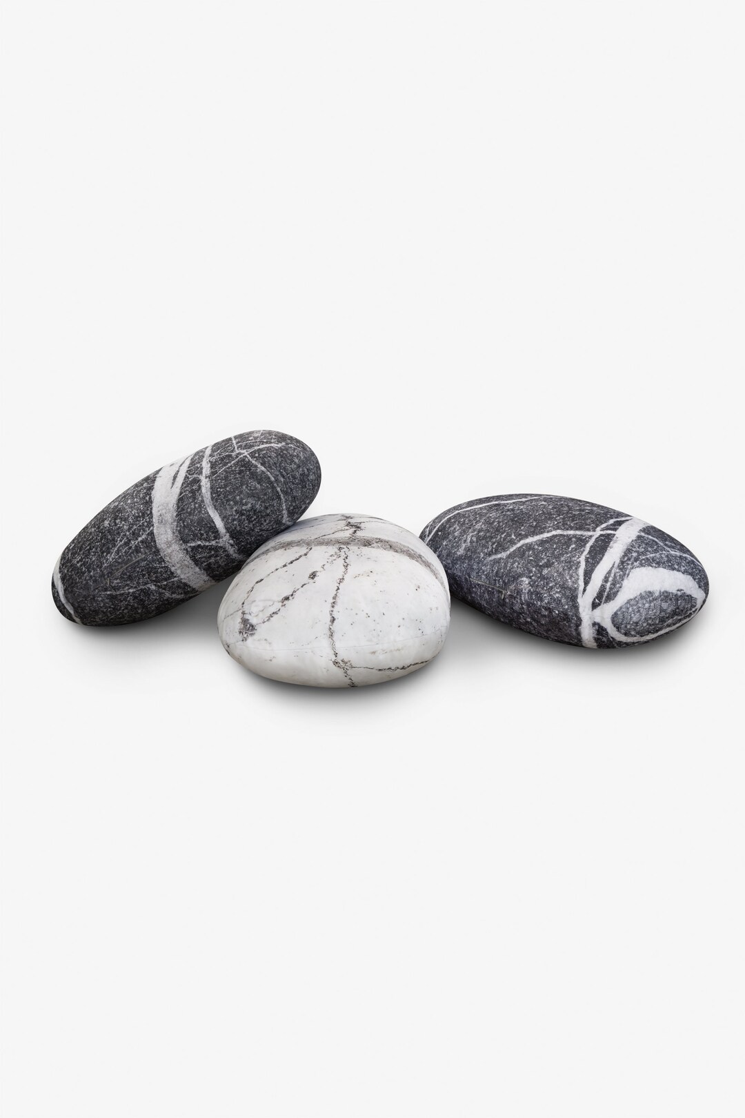 Outdoor. Set of 3 Large Rocks Stone Pillows, Home Decoration, Pebble ...