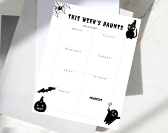 Wochenplaner für Oktober Spooky Halloween PDF | Die Lieblingsorte dieser Woche | **DIGITALER DOWNLOAD**