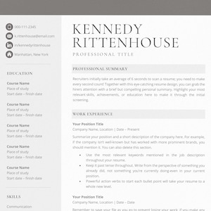 Professional Resume Template Google Docs, Word & Pages, Modern Template CV, Executive, Manager, C-suite, nurse, cover letter and references