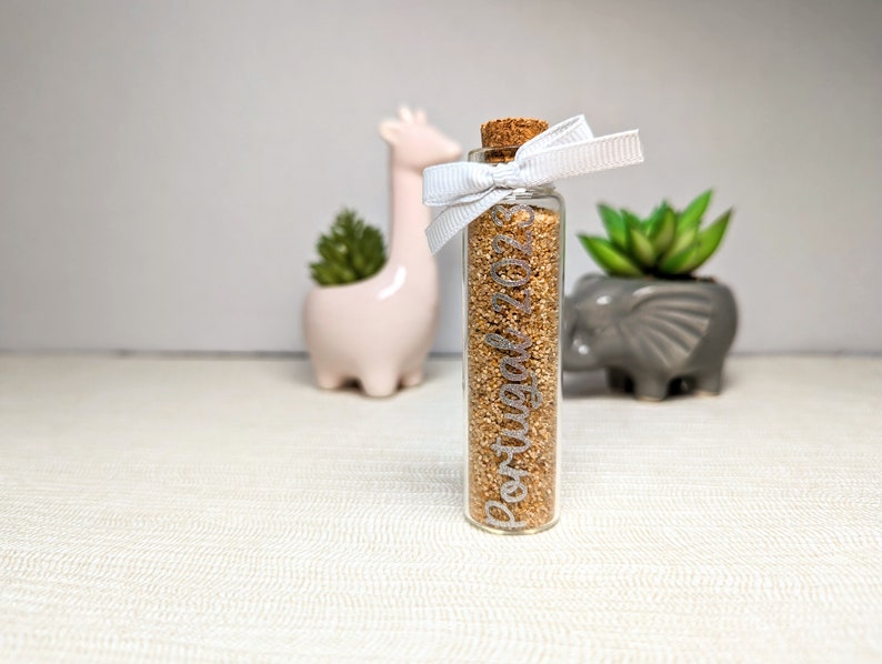 Personalised Holiday Sand Bottle with Destination for Travel Collection, Holiday Essential Vacation Gift for Couples, Family & Honeymoon image 7