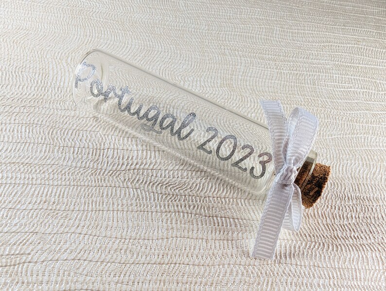 Personalised Holiday Sand Bottle with Destination for Travel Collection, Holiday Essential Vacation Gift for Couples, Family & Honeymoon image 3