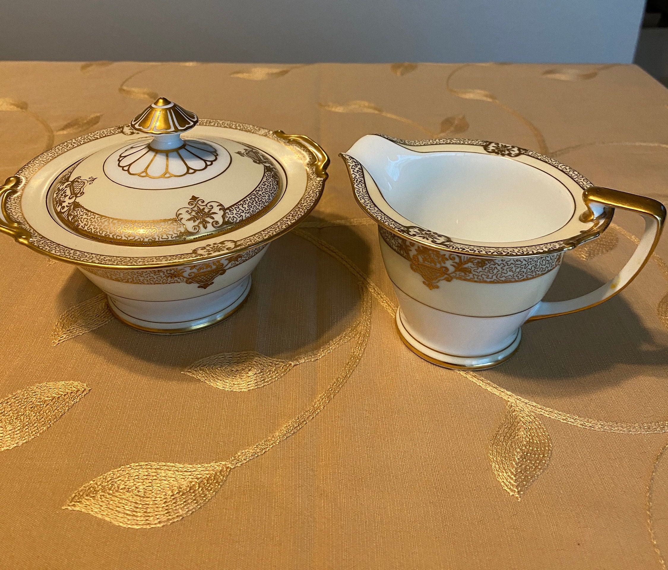 Noritake Creamer and Sugar Bowl 1930s Vintage China Etsy