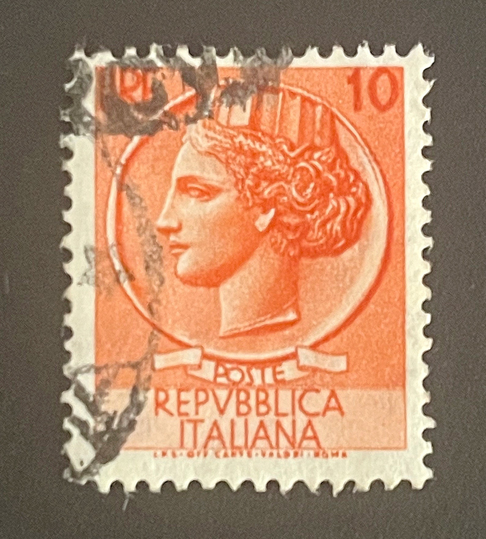 Italy Stamp 10 Lira Used 1953 Rare Serie Siracusana Etsy