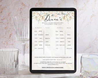 Bearbeitbare Braut Timeline-Vorlage: Glam Team Timeline (Digitaler Download)