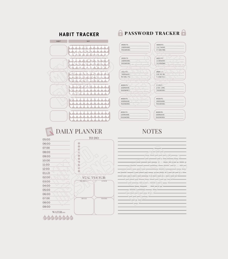 Notes Page Printable, Habit Tracker, Notes Page Planner, Daily Planner ...
