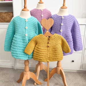 Ella Crochet Cardigan Pattern PDF | Video Tutorial | Baby & Child Sweater | Newborn to 8 Years