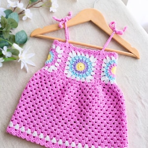 Crochet Children's Dress Pattern | PDF + VIDEO | Newborn Baby to 10 Years | Granny Square Sundress