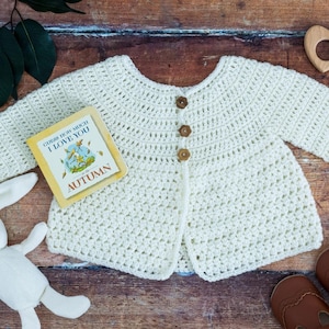 Crochet Baby Cardigan Pattern, Crochet Baby Sweater Pattern by Maisie and Ruth | *Instant Download* | **PATTERN ONLY**